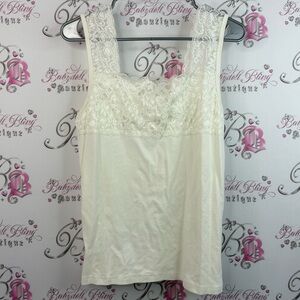 Carol reed tank top camisole Lacie white cream Elegant Lace Trim Tank Top